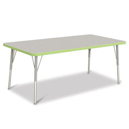 Jonti-Craft Berries Rectangle Activity Table, 30 in. x 60 in., A-height, Freckled Gray/Key Lime/Gray 6408JCA130